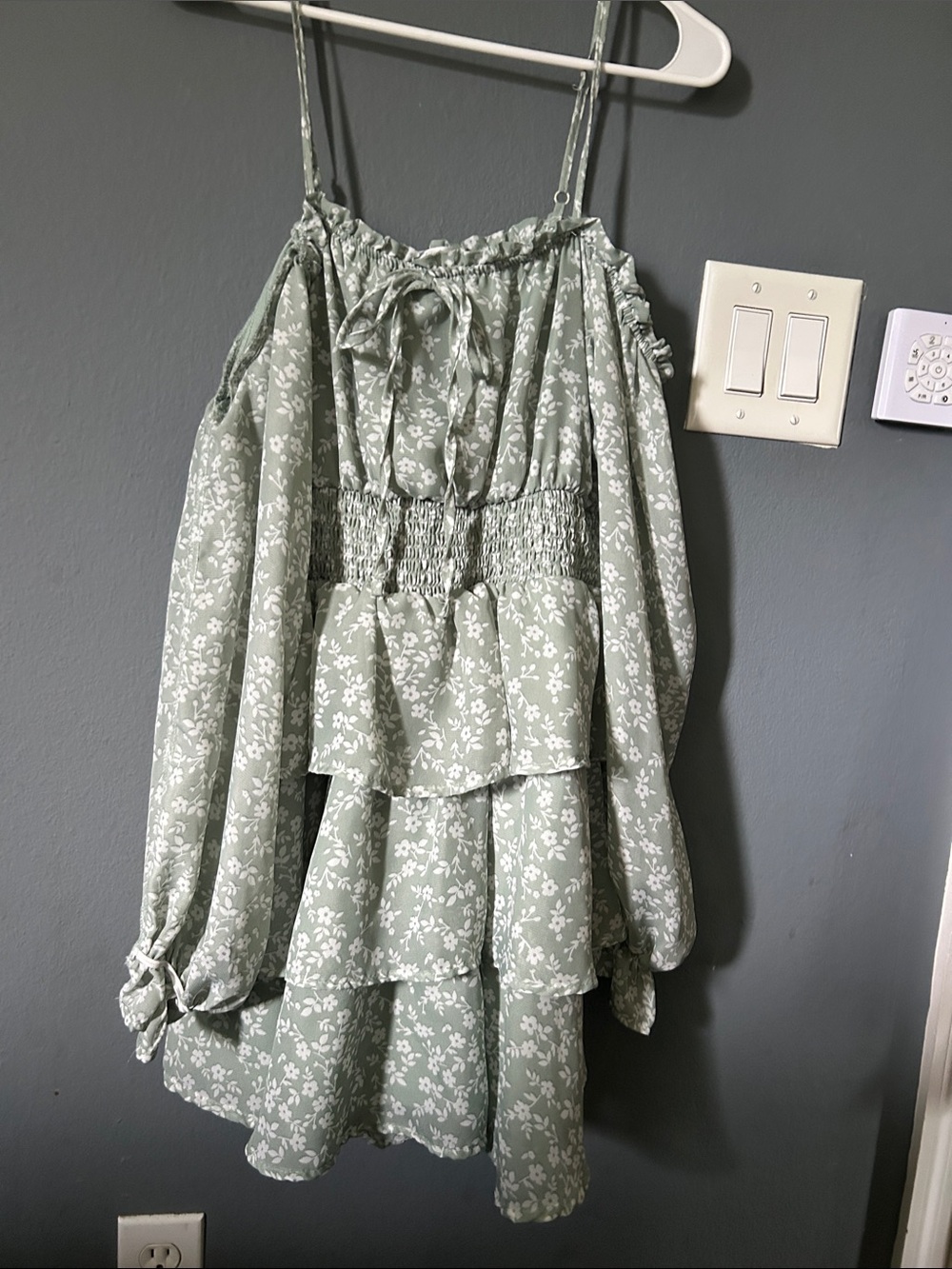Women’s Sage Green Floral Tiered dress